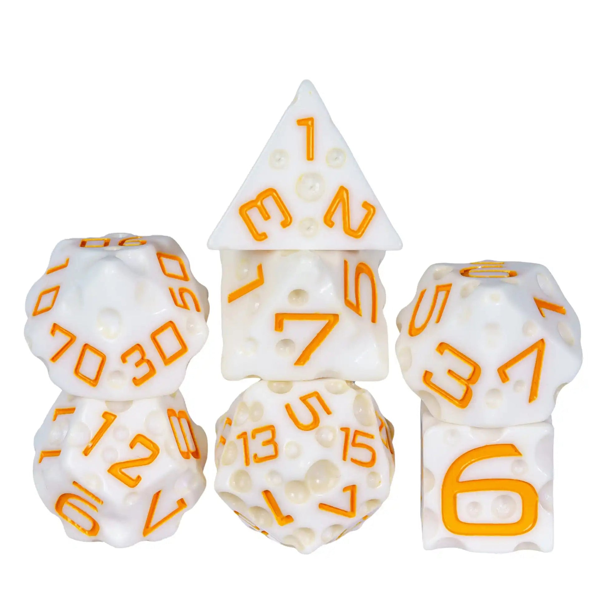 CRITALLIC DND Cheese Dice 7PCS Polyhedral Dice Set Great for Dungeons and Dragons Pathfinder Tabletop Role Playing Games