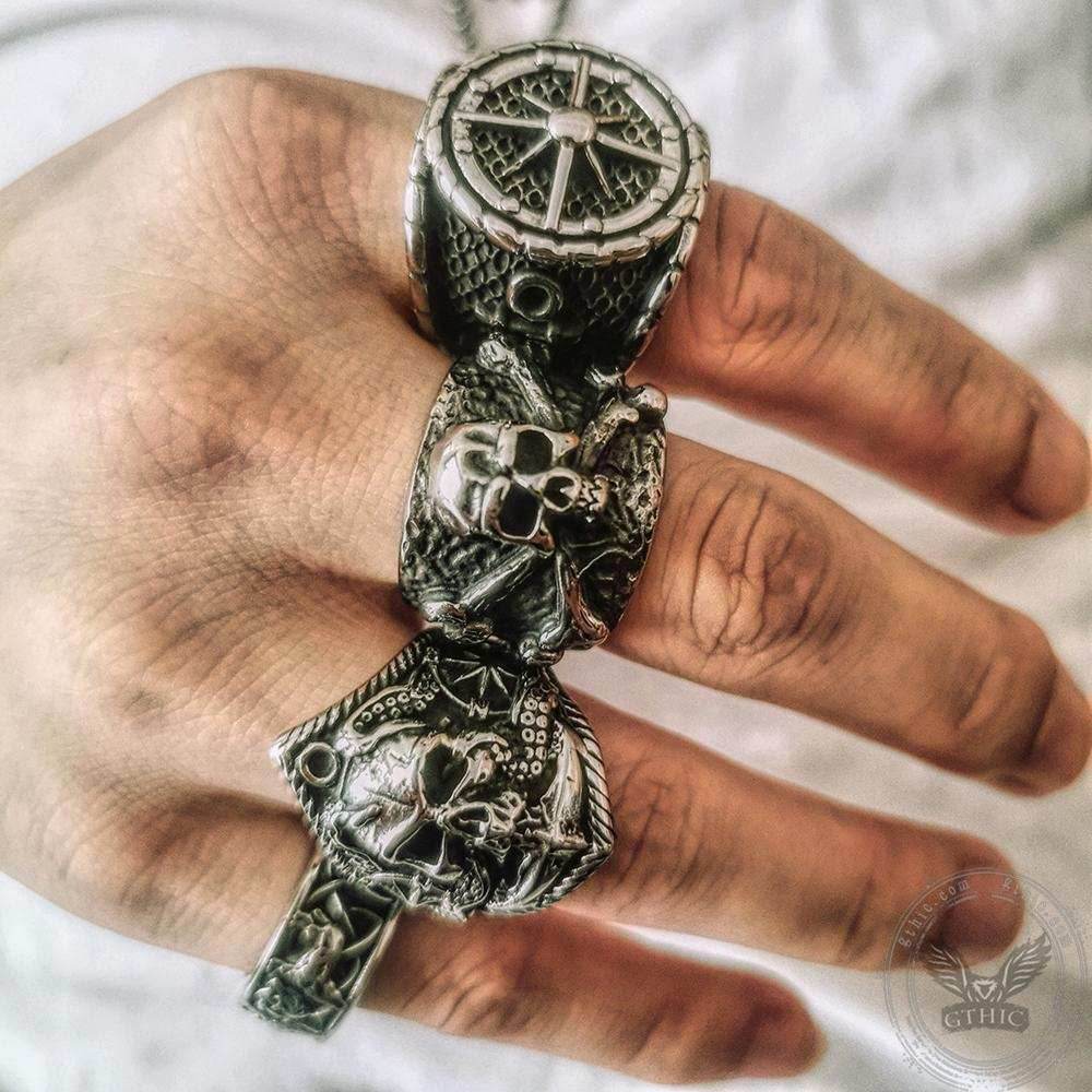 Crossbones Pirate Stainless Steel Skull Ring - Stainless steel / 7