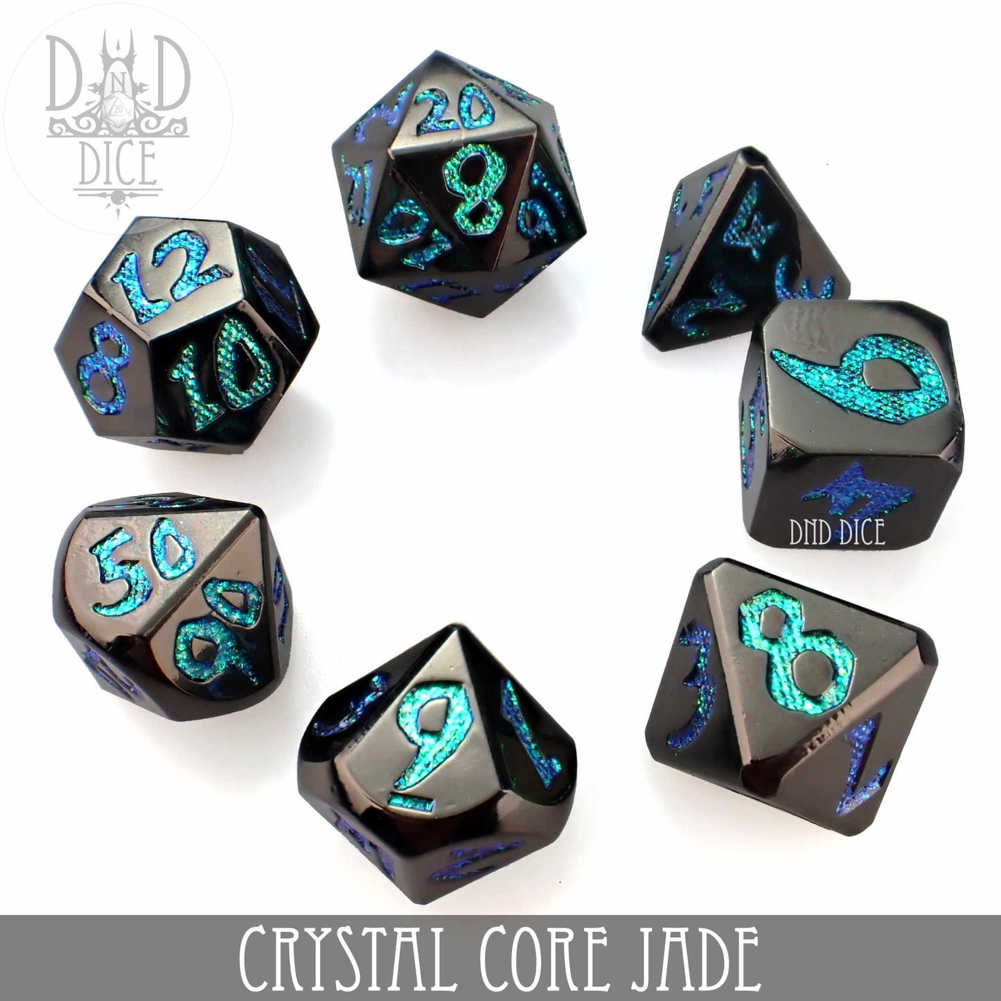 Crystal Core Jade Metal Dice Set