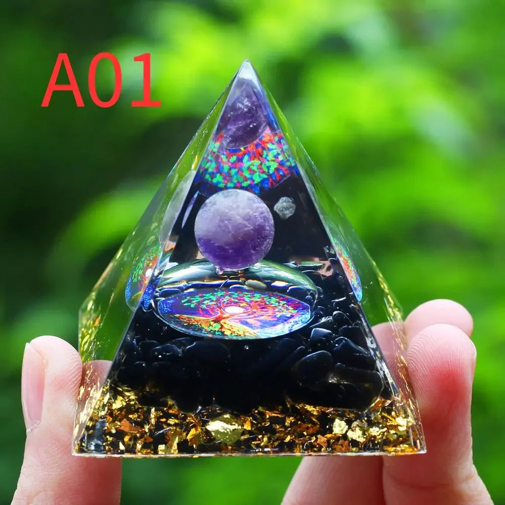 Crystals Stone Orgone Pyramid Energy Generator Natural Amethyst Peridot Reiki Chakra Meditation Tool Room Decor Christmas Gifts