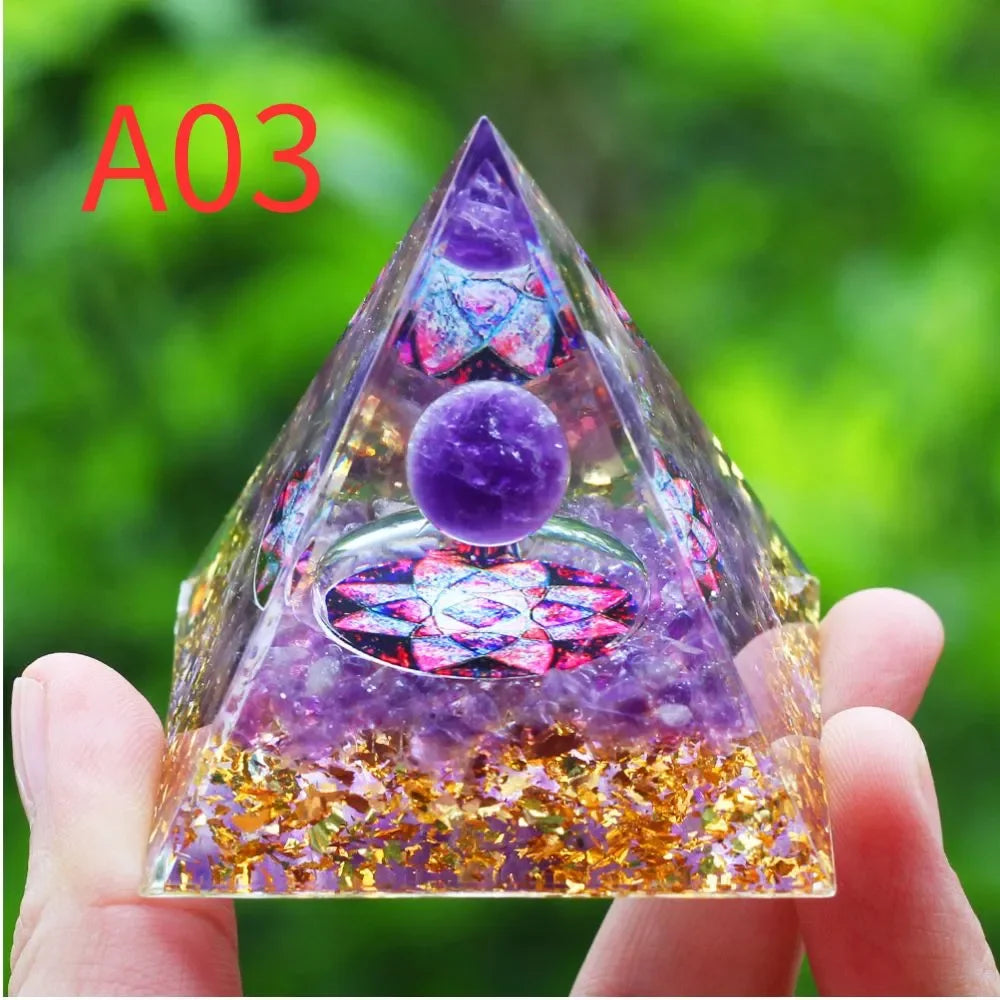 Crystals Stone Orgone Pyramid Energy Generator Natural Amethyst Peridot Reiki Chakra Meditation Tool Room Decor Christmas Gifts