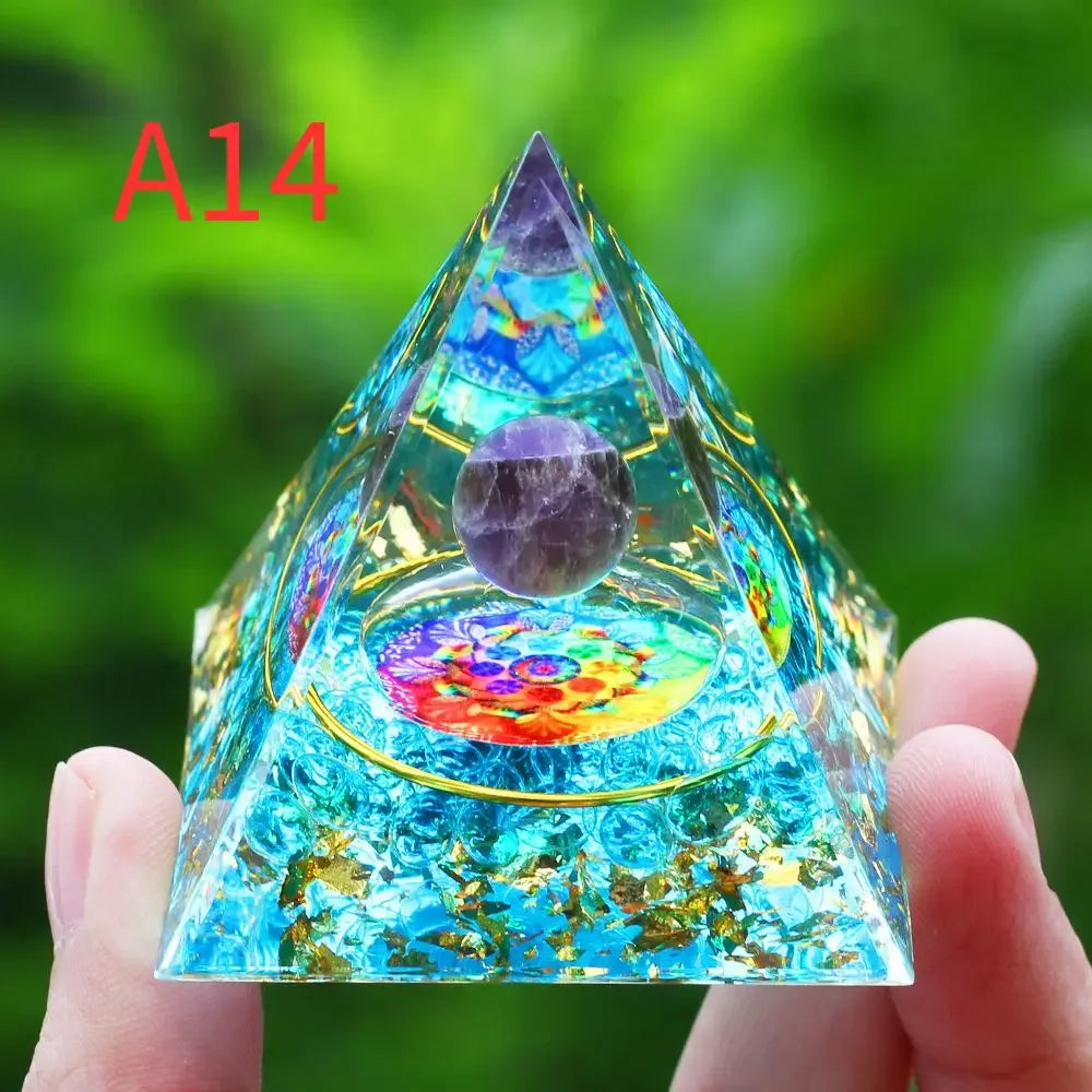 Crystals Stone Orgone Pyramid Energy Generator Natural Amethyst Peridot Reiki Chakra Meditation Tool Room Decor Christmas Gifts