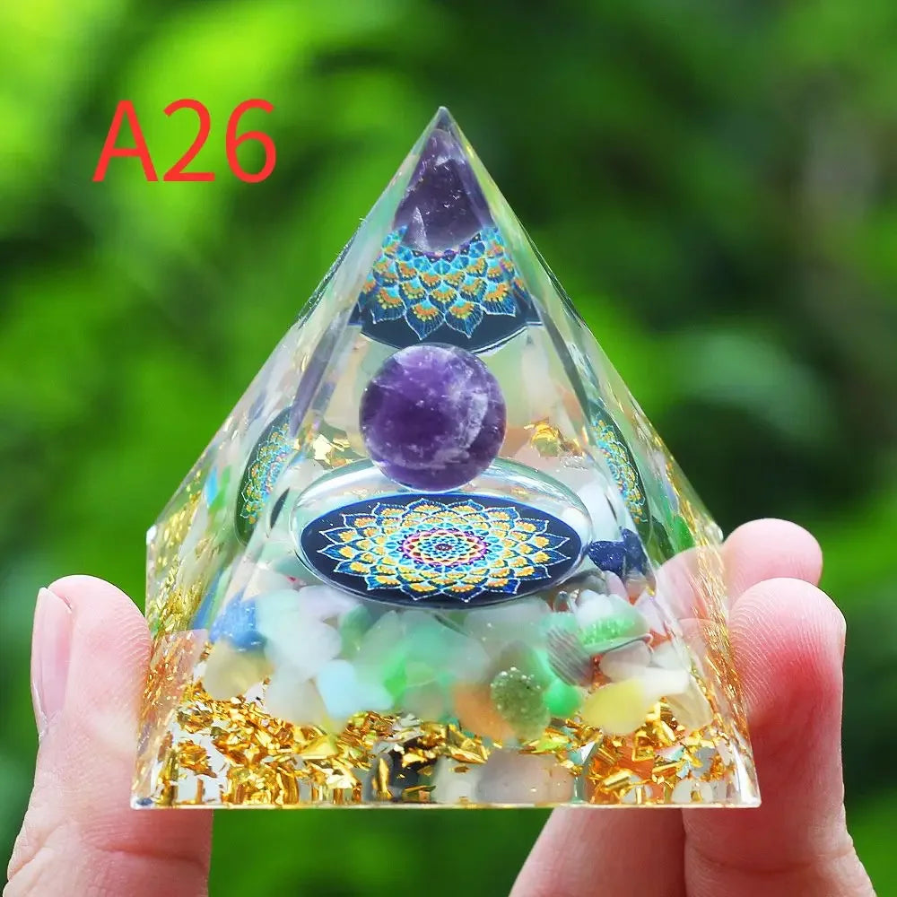 Crystals Stone Orgone Pyramid Energy Generator Natural Amethyst Peridot Reiki Chakra Meditation Tool Room Decor Christmas Gifts