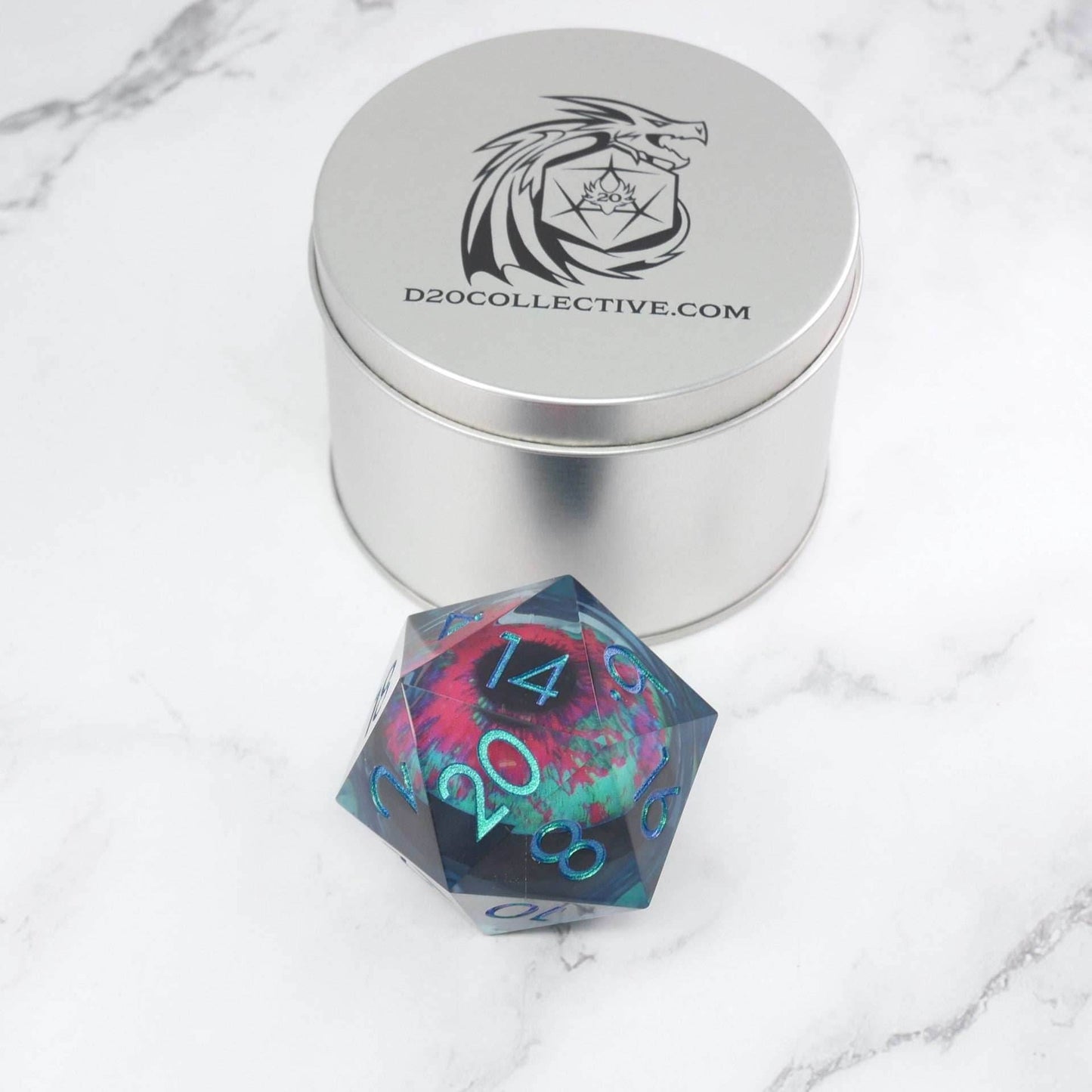 Cthulhu's Eye | Giant D20 Moving Eye DnD Dice | Acrylic RPG Gaming Dice - D20 Super Chonk 50mm