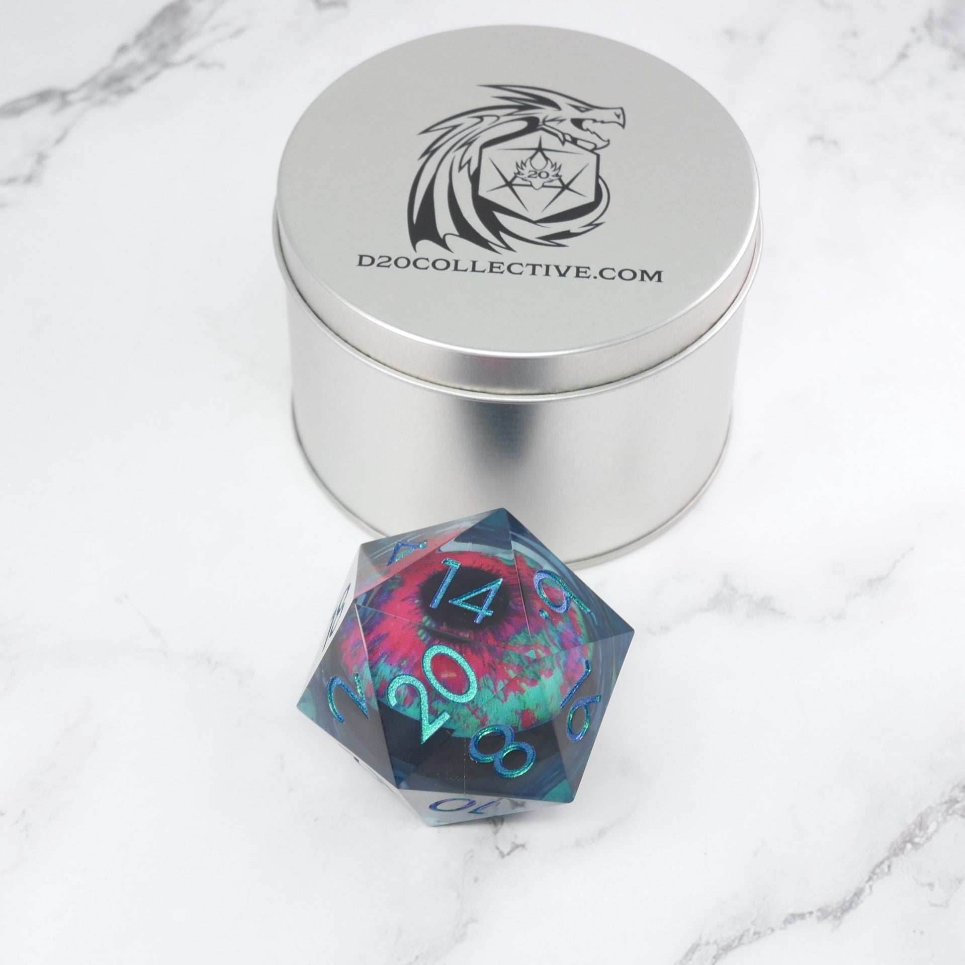 Cthulhu's Eye | Giant D20 Moving Eye DnD Dice | Acrylic RPG Gaming Dice - D20 Super Chonk 50mm