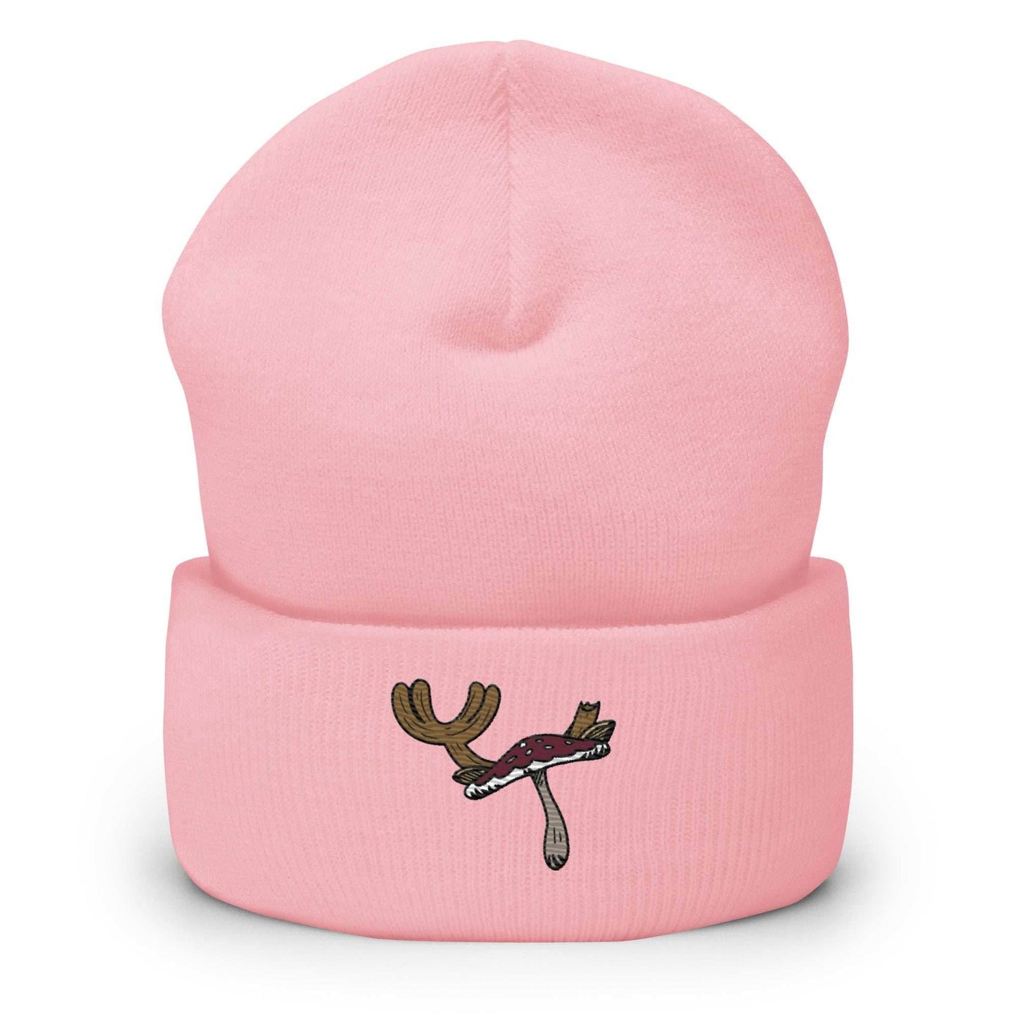 Chopper Mushroom Embroidered Anime Cuffed Beanie - Pink