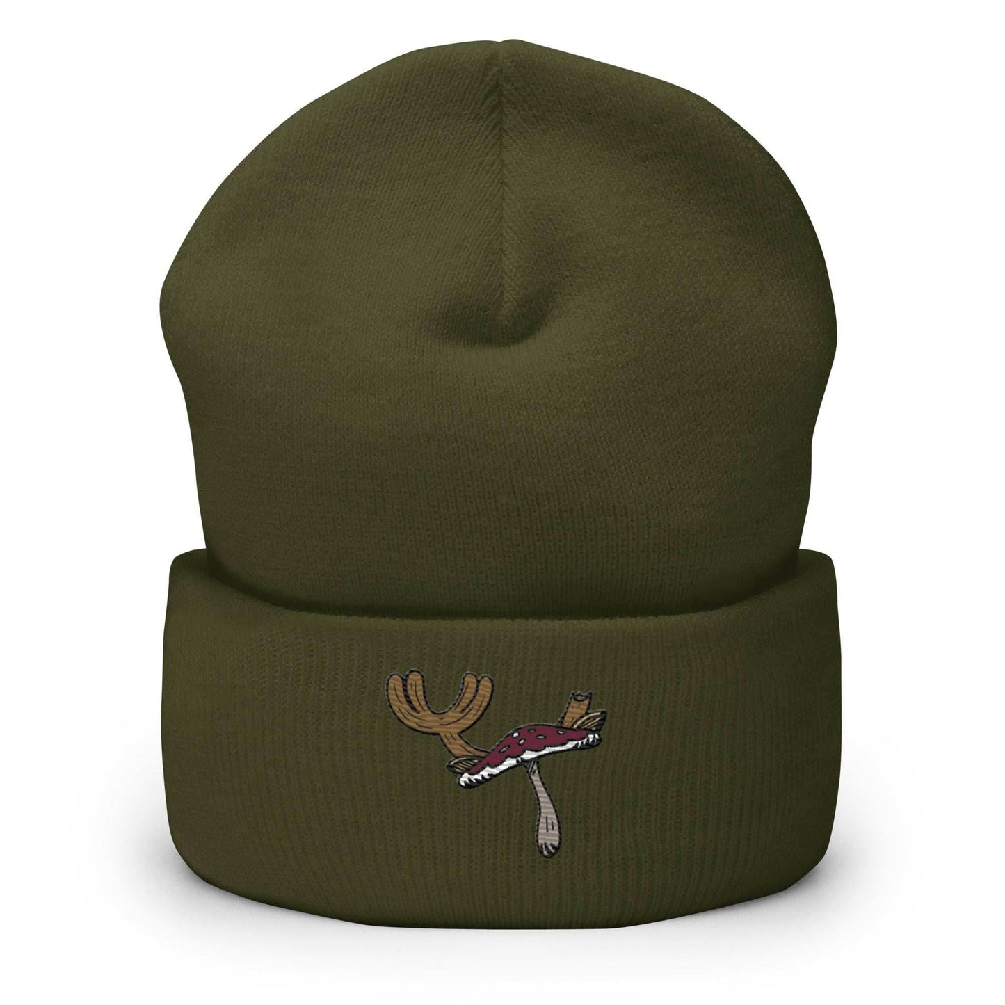 Chopper Mushroom Embroidered Anime Cuffed Beanie - Green