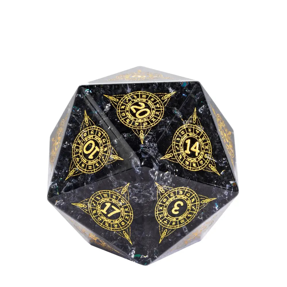 Cusdie 35MM D20 Stone Dice with New Pattern 20 Sided Dice Single D20 Gemstone Polyhedral Dice for Role Playing Game Party Gift