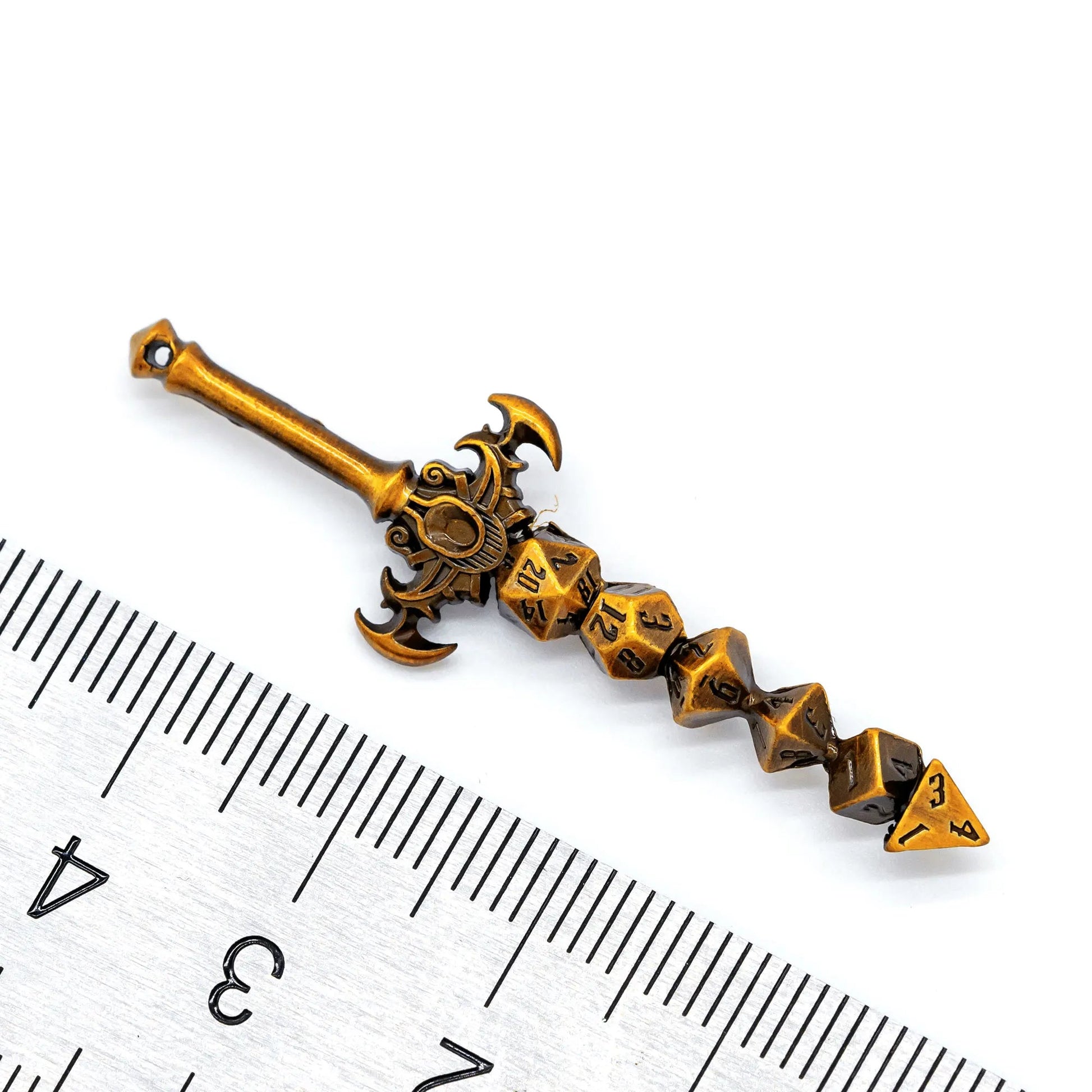 Cusdie Metal Dice Sword Keychain D4 D6 D8 D10 D12 D20 Creative Design Durable Metal Alloy for DND Role Playing Game