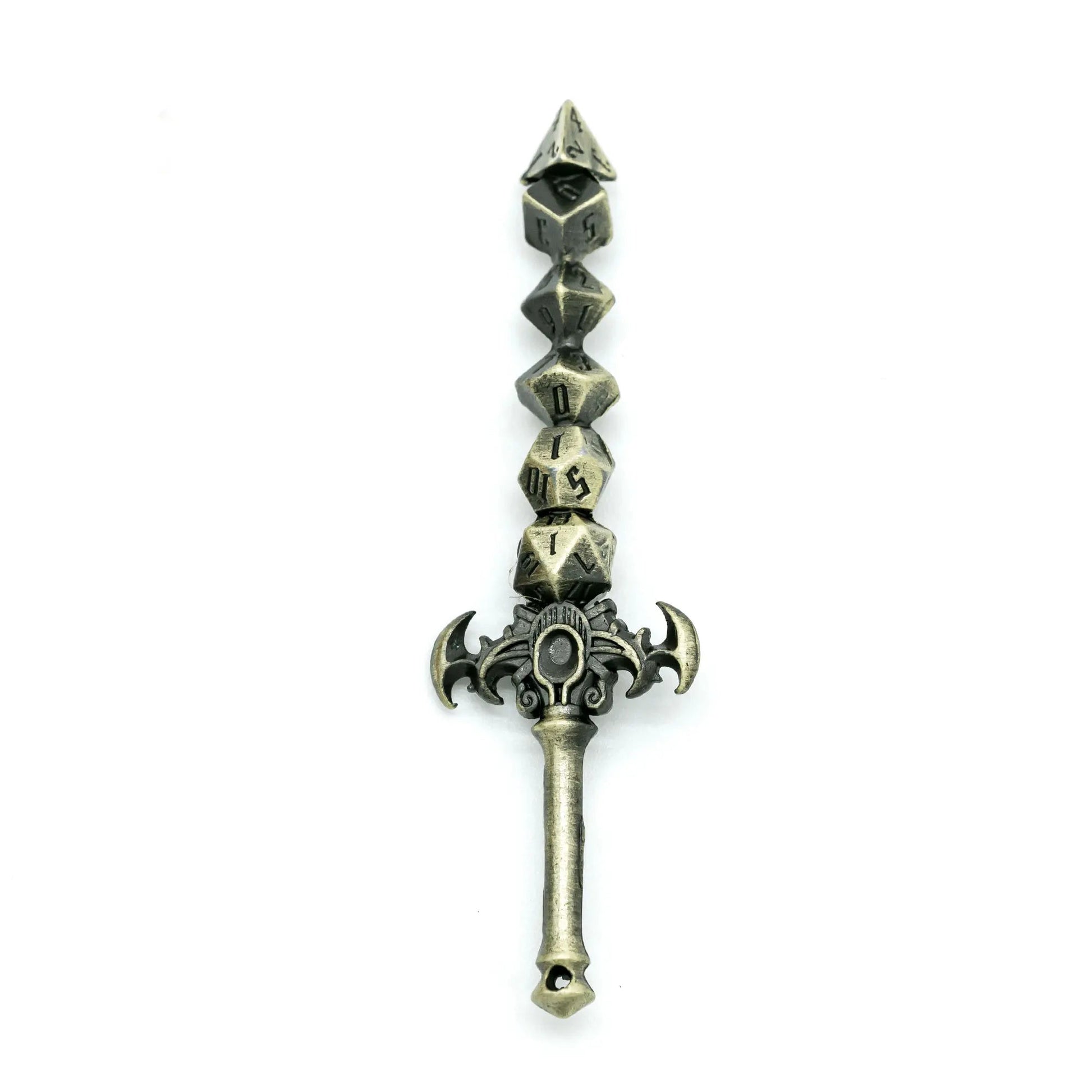 Cusdie Metal Dice Sword Keychain D4 D6 D8 D10 D12 D20 Creative Design Durable Metal Alloy for DND Role Playing Game