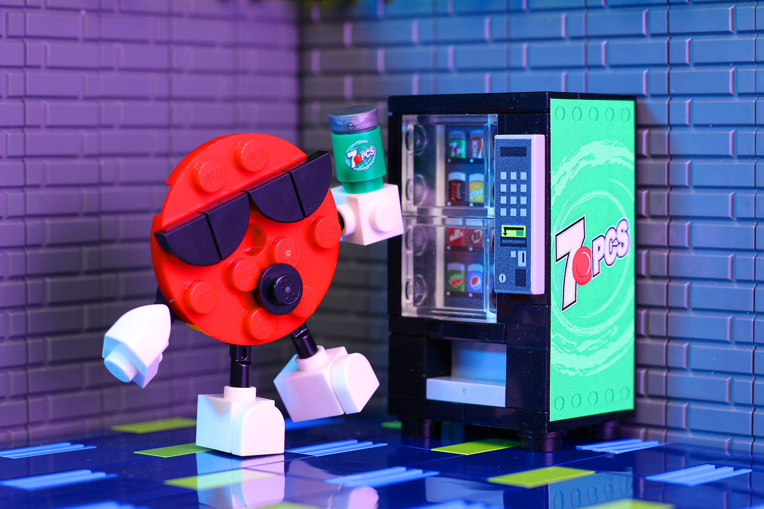 Custom 7 Pieces Soda Vending Machine made using LEGO parts - B3 Customs