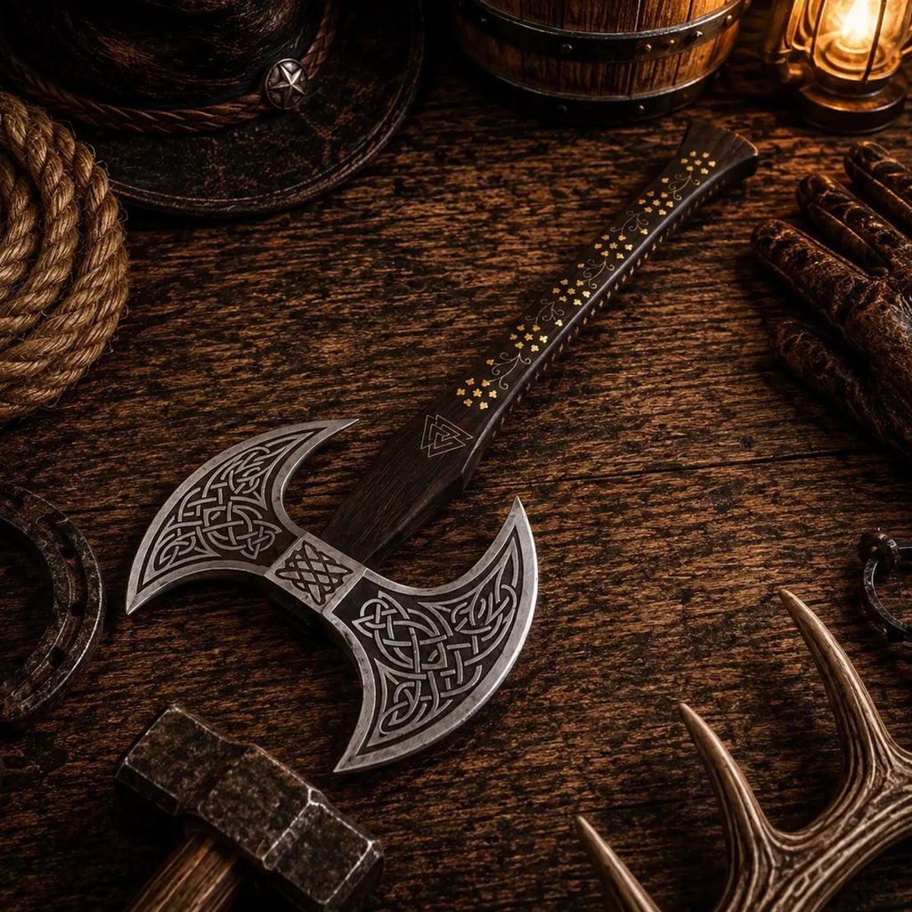 Custom Handmade Double-Headed Viking Axe – Forged Carbon Steel