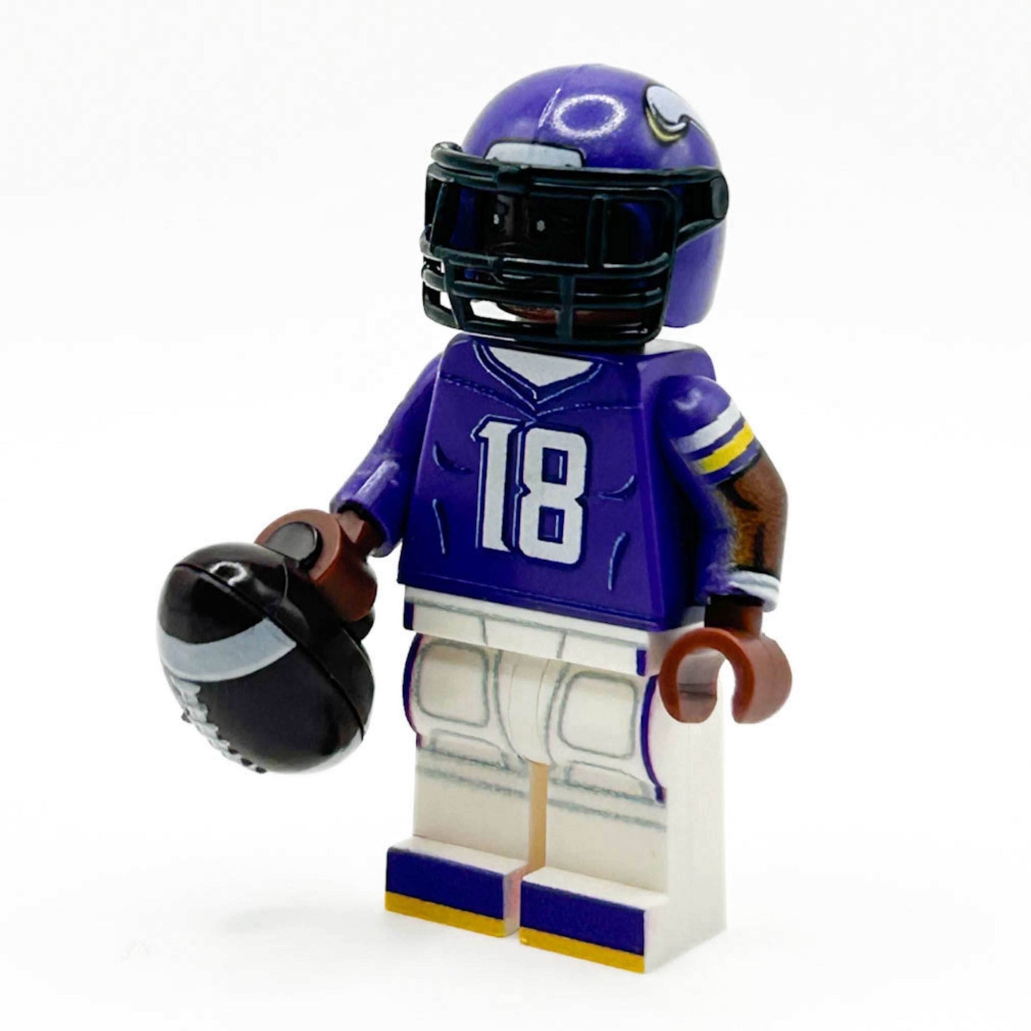 #18 WR Vikings Football Player Minifig made using LEGO parts - B3 Customs - 