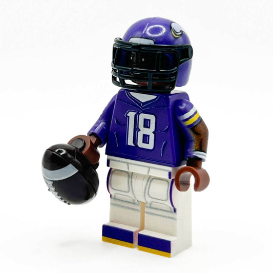 #18 WR Vikings Football Player Minifig made using LEGO parts - B3 Customs - 