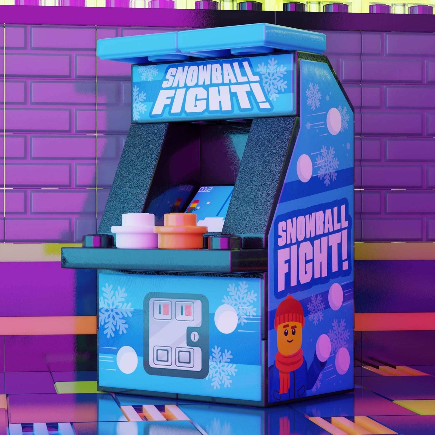 Snowball Fight Arcade Machine made using LEGO parts - B3 Customs - 