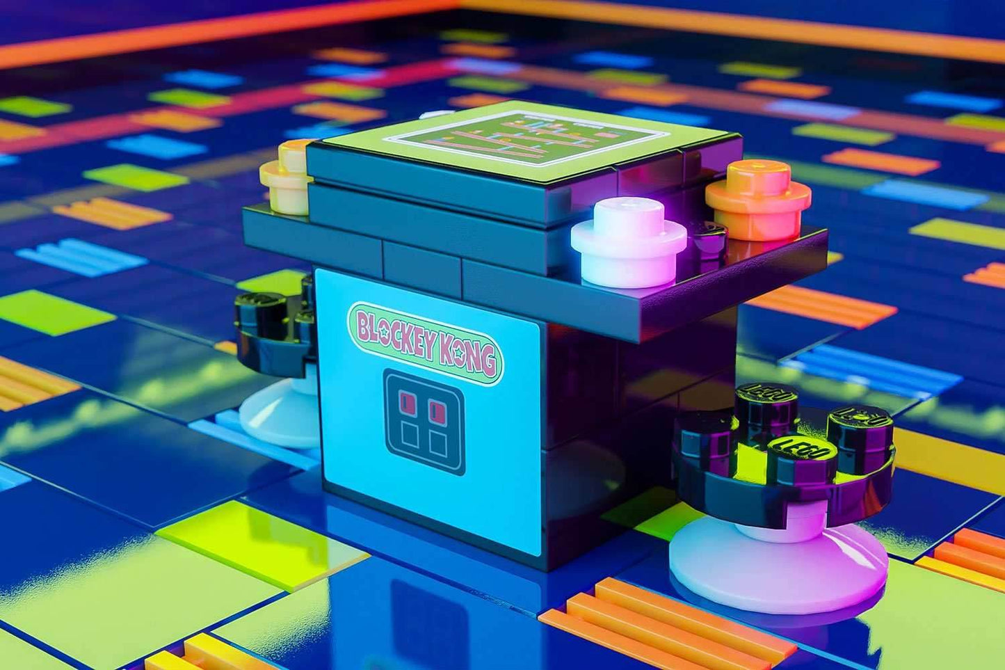 Blockey Kong 2-Player Classic Arcade made using LEGO parts - B3 Customs - 