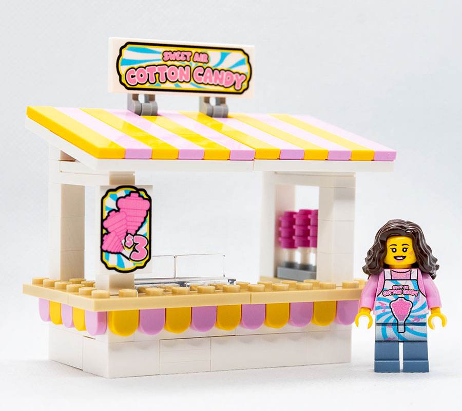 Sweet Air Cotton Candy Stand with Employee Minifig made using LEGO parts - 
