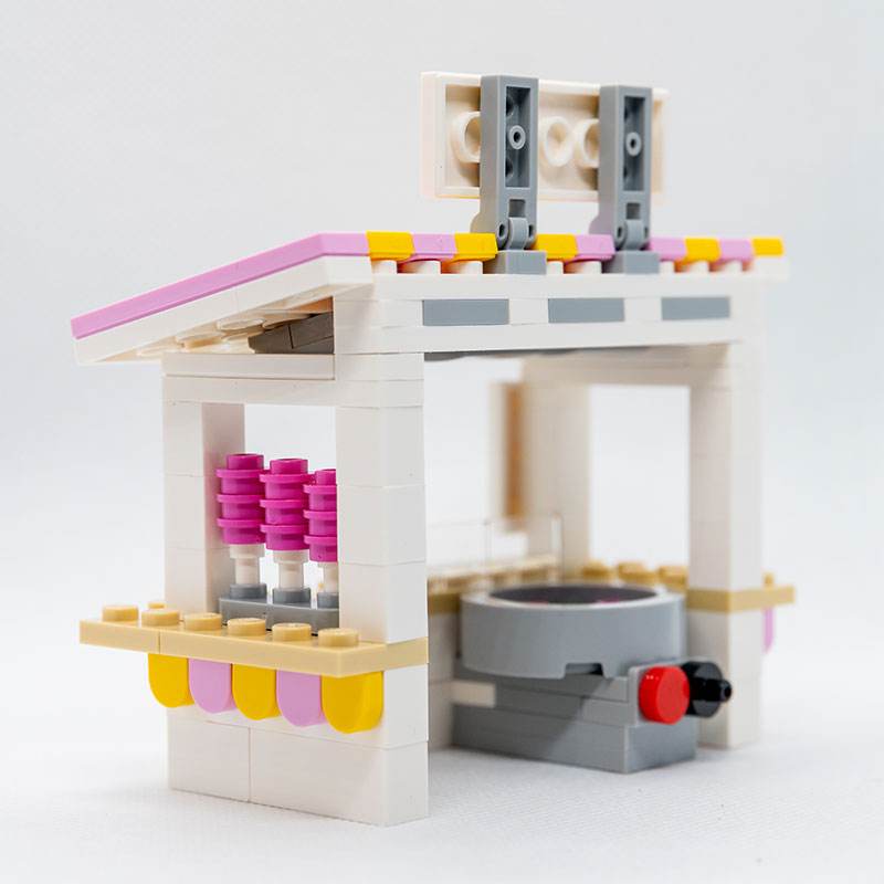 Sweet Air Cotton Candy Stand with Employee Minifig made using LEGO parts - 