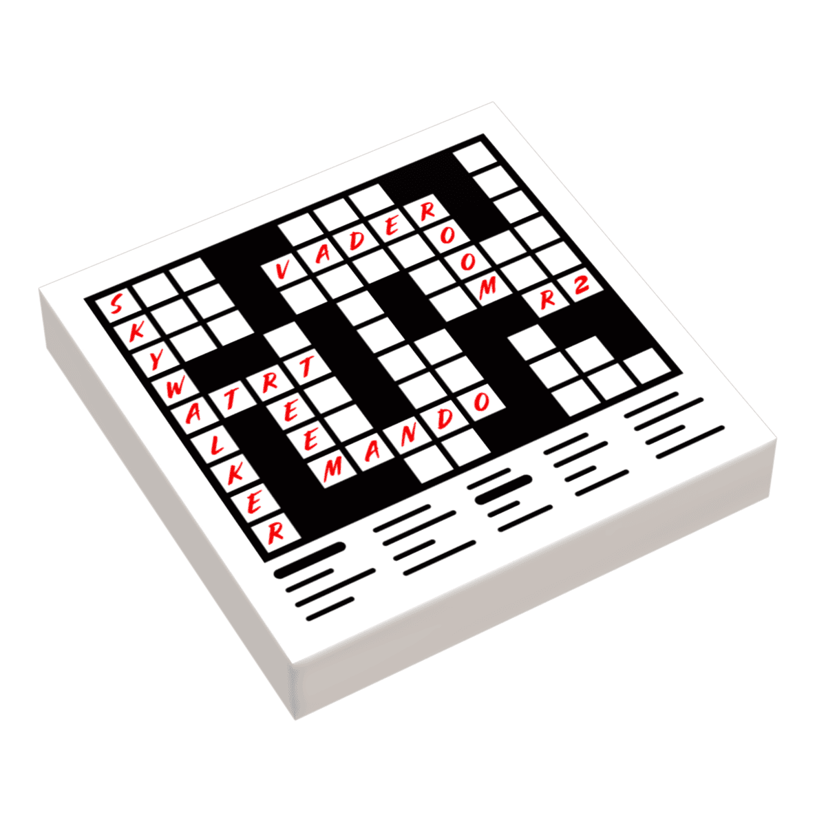 Crossword Puzzle (2x2 Tile) for minifigs made using LEGO parts - B3 Customs - 