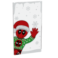 Christmas Deadpool Peek-A-Boo 4x6 Glass Window made with LEGO part - B3 Customs - 