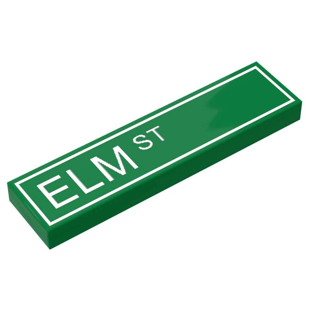 Elm Street Sign made with LEGO part (1x4 Tile) - B3 Customs - 