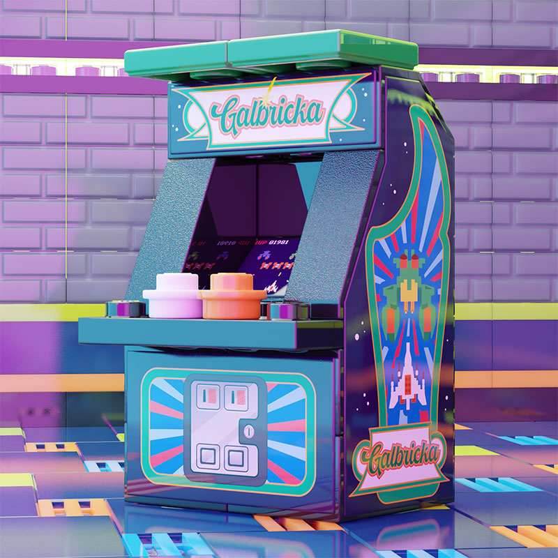 Galbricka Minifig Arcade Machine made using LEGO parts - B3 Customs - 