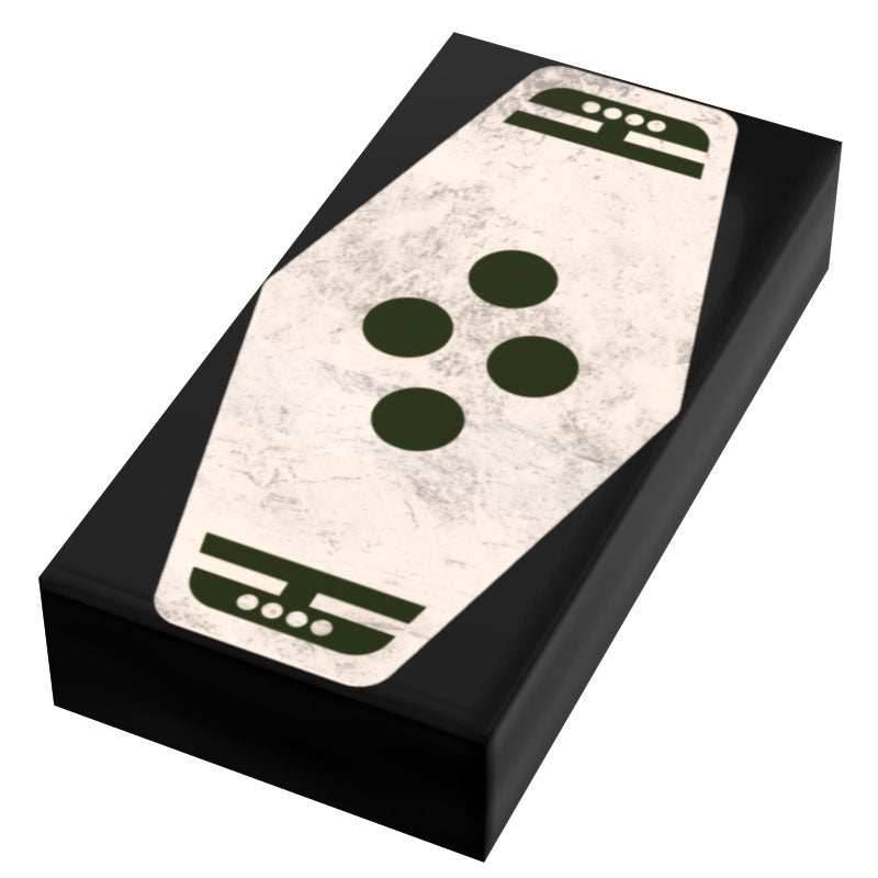 Green 4 Sabacc Card Custom Printed 1x2 Tile made using LEGO part - B3 Customs - 