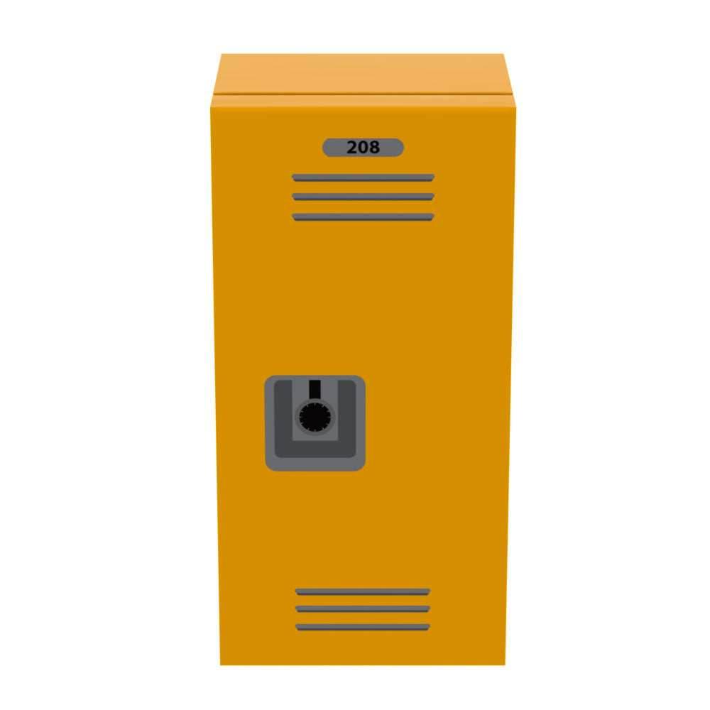 High School Locker (Plain) for Minifigs made using LEGO parts - B3 Customs - Brigh Light Orange