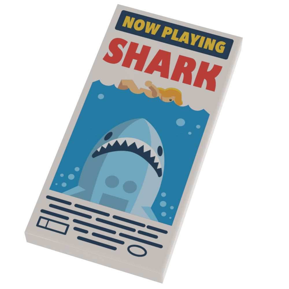Shark Now Playing Movie Poster (2x4 Tile) - B3 Customs - 