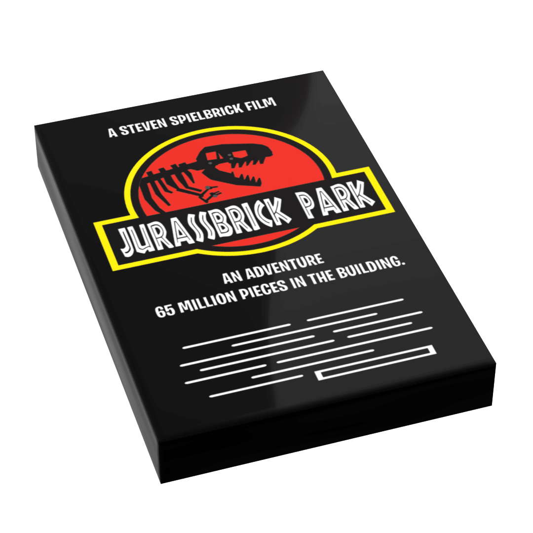 Jurassbrick Park Movie Cover (2x3 Tile) made using LEGO parts - B3 Customs - 
