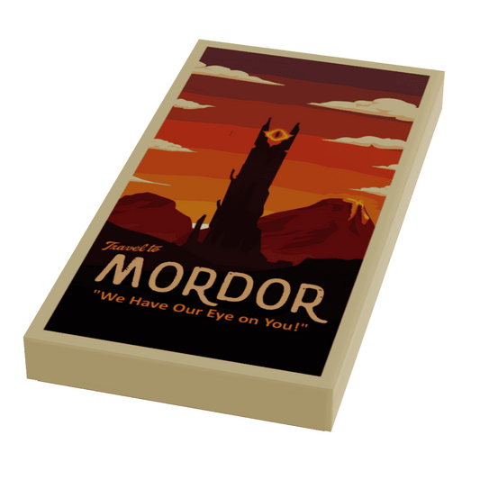 Visit Mordor Travel Poster (2x4 Tile) made using LEGO parts - 