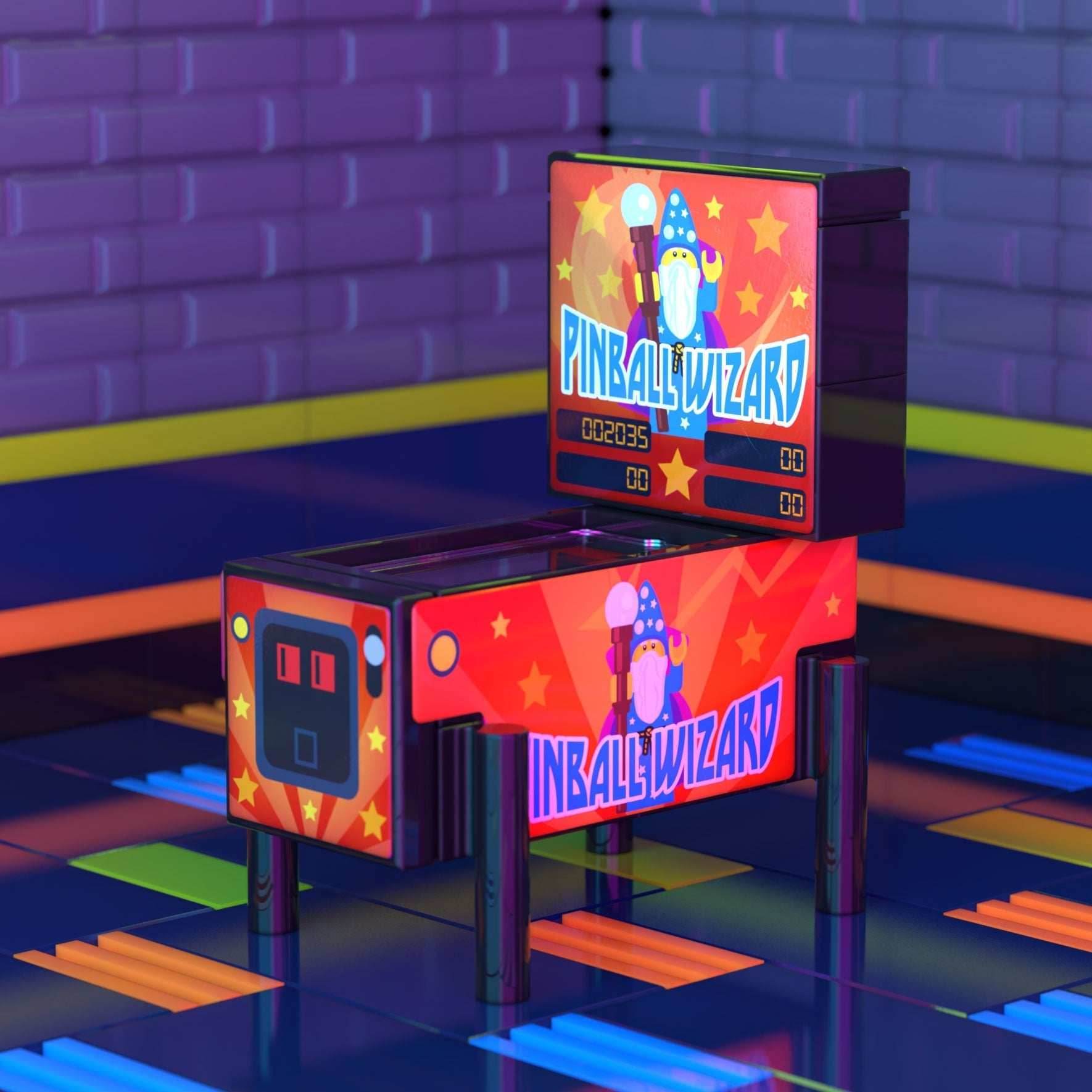 Pinball Wizard - B3 Customs Pinball Arcade Machine Building Set made using LEGO parts - 