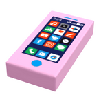 Mobile Phone - B3 Customs Printed 1x2 Tile made using LEGO parts - Bright Pink