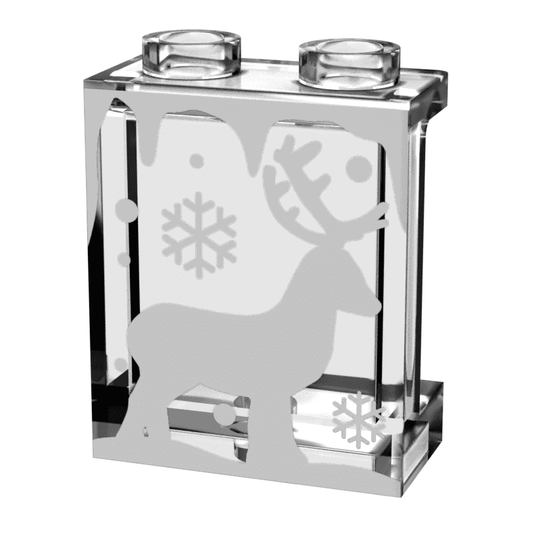 Winter Village Window with Reindeer made 1x2x2 Panel - B3 Customs - 