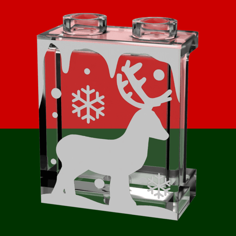 Winter Village Window with Reindeer made 1x2x2 Panel - B3 Customs - 