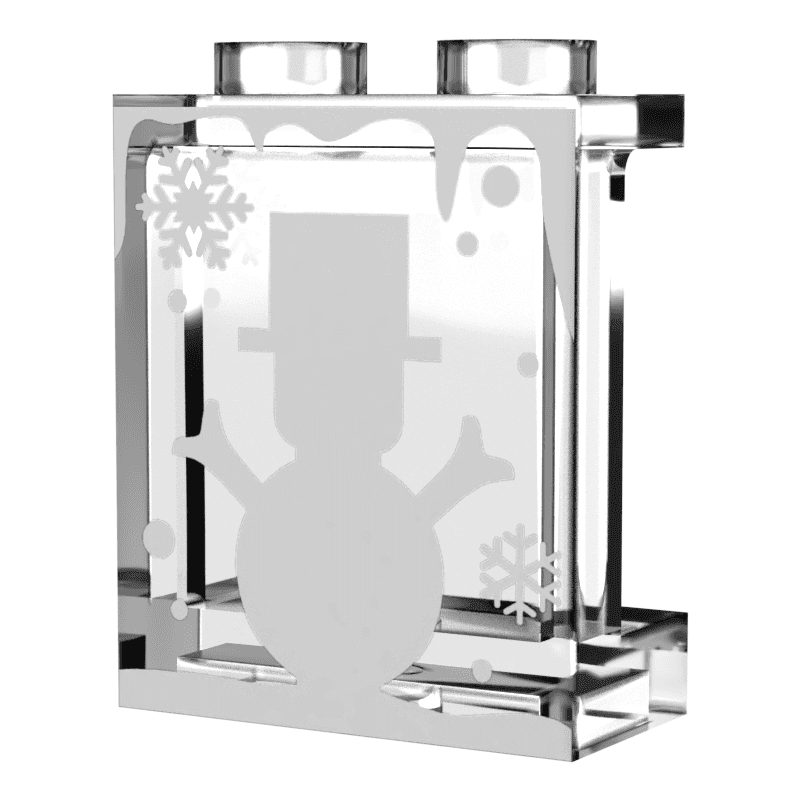 Winter Village Window with White Snowman 1x2x2 Panel - B3 Customs - 