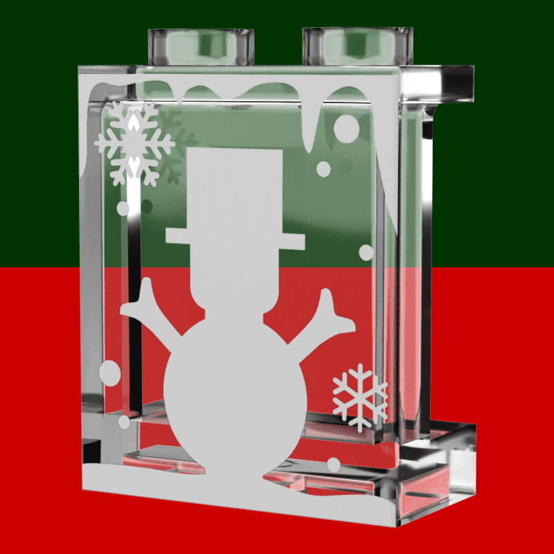 Winter Village Window with White Snowman 1x2x2 Panel - B3 Customs - 