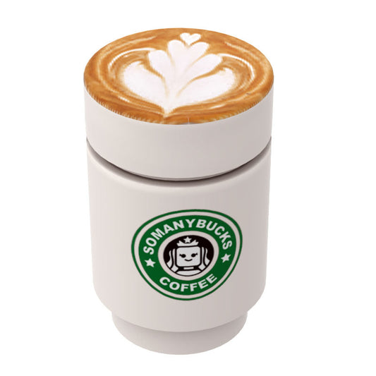 Somanybucks Coffee Cup with Leaf Foam on Top made using LEGO parts - B3 Customs