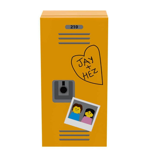 High School Locker (Sweetheart) for Minifigs made using LEGO parts - B3 Customs - Brigh Light Orange