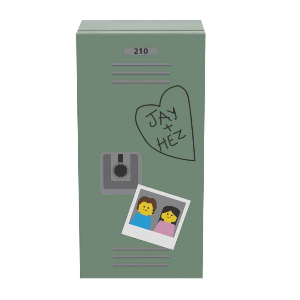 High School Locker (Sweetheart) for Minifigs made using LEGO parts - B3 Customs - Sand Green