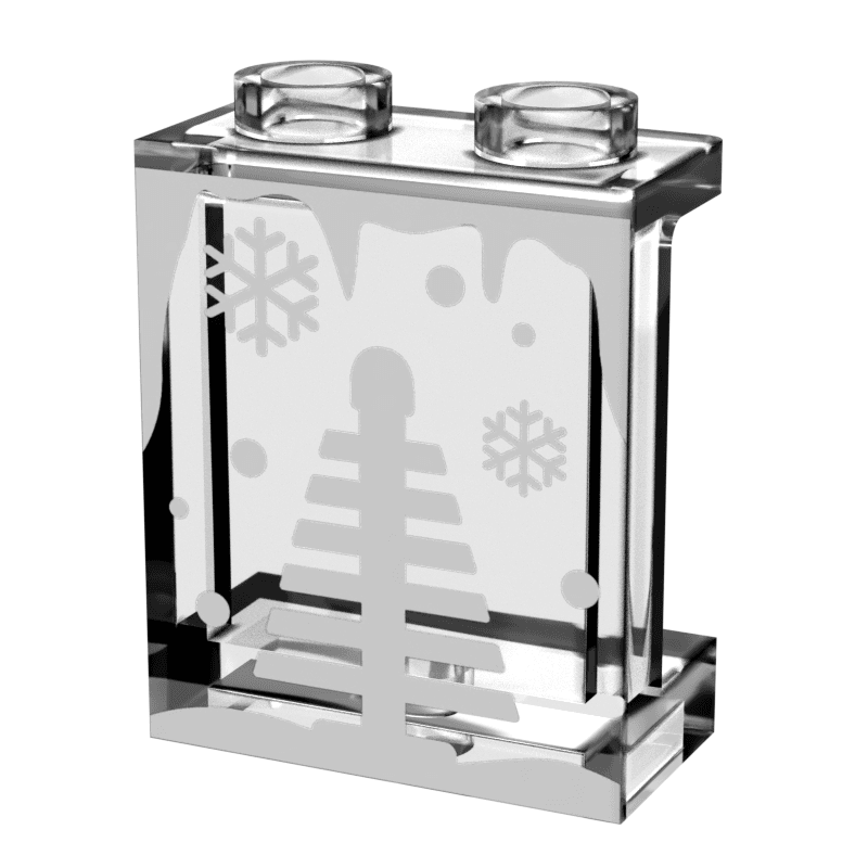 Winter Village Window with Christmas Tree made using LEGO part 1x2x2 Panel - B3 Customs (Copy) - 