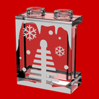 Winter Village Window with Christmas Tree made using LEGO part 1x2x2 Panel - B3 Customs (Copy) - 