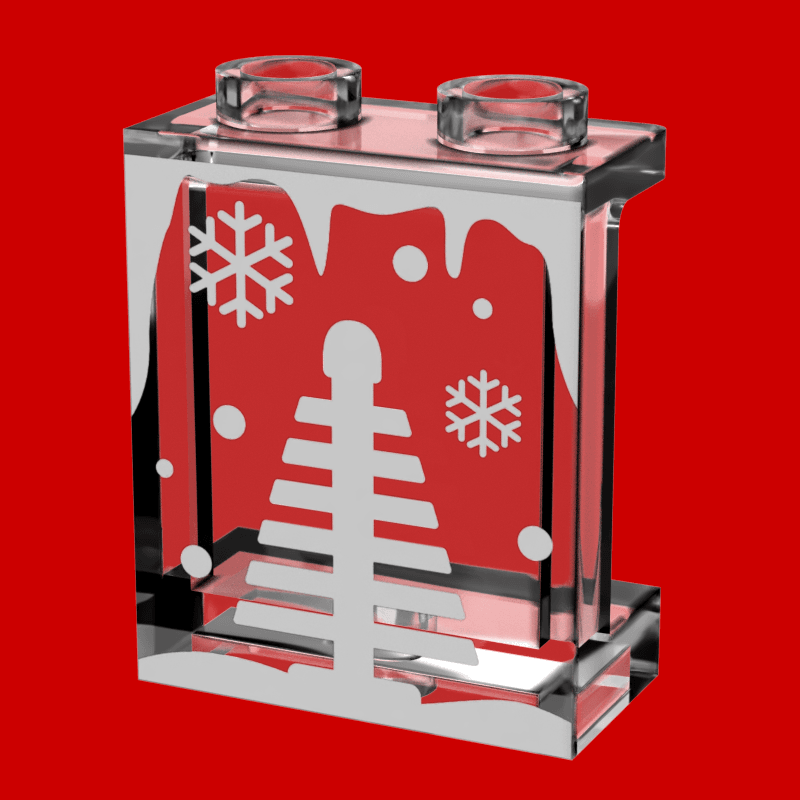 Winter Village Window with Christmas Tree made using LEGO part 1x2x2 Panel - B3 Customs (Copy) - 