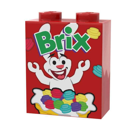 Brix Cereal - Custom Printed 1x2x2 Brick on LEGO part - 