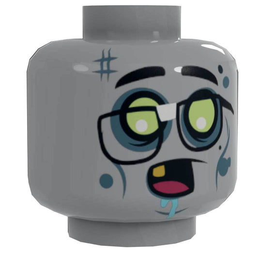 Zombie #4 Minifig Head w/ Glasses made using LEGO parts - B3 Customs - 