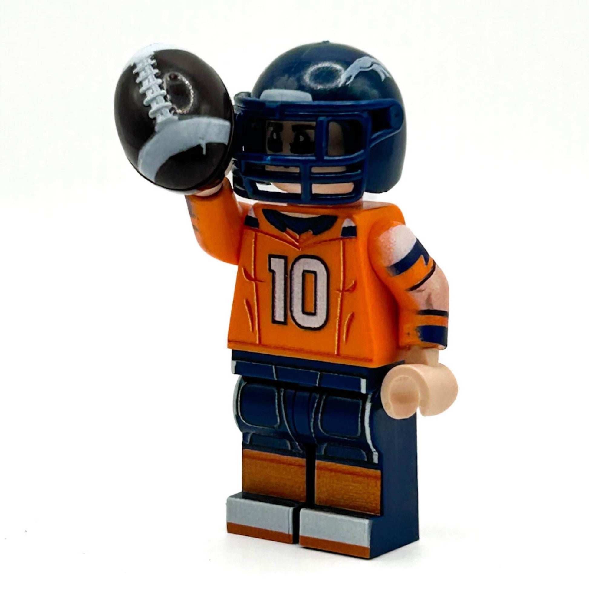 #10 QB Broncos Football Player Minifig made using LEGO parts - B3 Customs - 