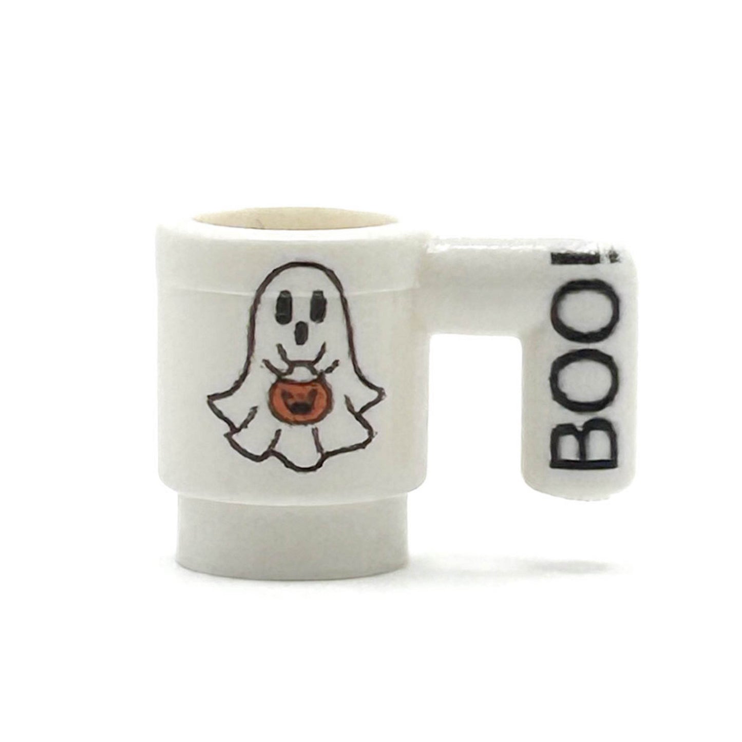 Boo! Ghost w/ Pumpkin Mug for Minifigs - B3 Customs - 