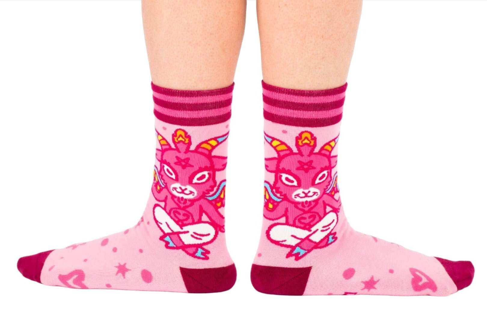 Cute Baphomet Goat Crew Socks - 
