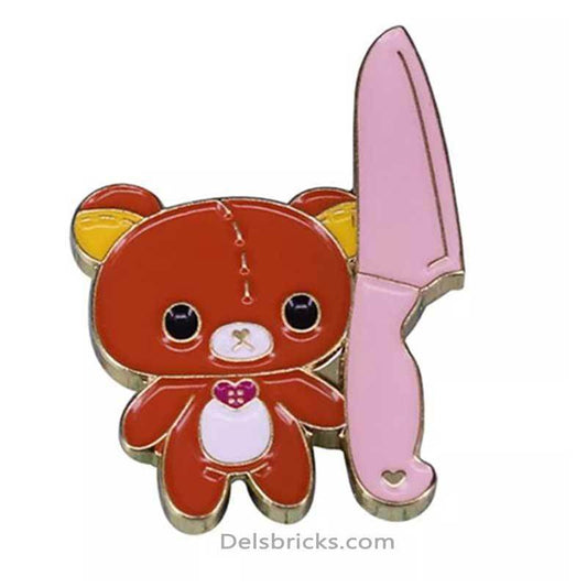 Cute Bear with Knife Meme Enamel Pins Near Me - 