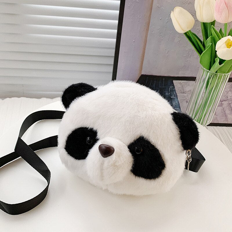 Cute Plush Panda Backpacks One Shoulder Diagonal Wallet